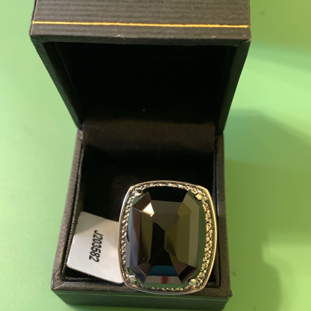 BLACK ONYX STATEMENT RING - STERLING SILVER